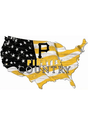 Pittsburgh Pirates USA Shape Flag Cutout Sign - Black
