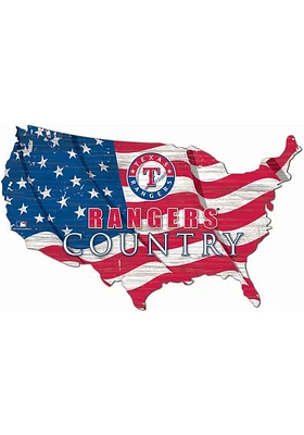 Texas Rangers USA Shape Flag Cutout Sign - Blue