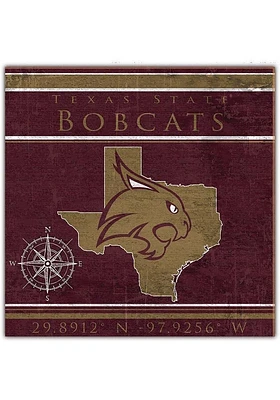 Texas State Bobcats Coordinates Sign - Maroon