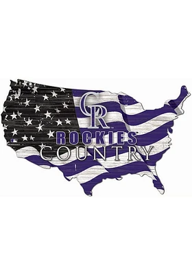 Colorado Rockies USA Shape Flag Cutout Sign - Purple