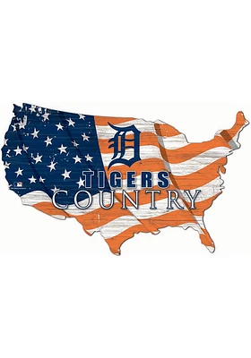 Detroit Tigers USA Shape Flag Cutout Sign - Blue