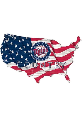 Minnesota Twins USA Shape Flag Cutout Sign - Red