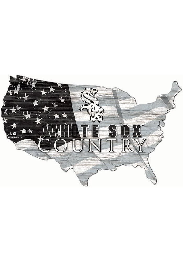 Chicago White Sox USA Shape Flag Cutout Sign - Black