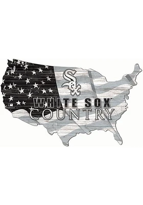 Chicago White Sox USA Shape Flag Cutout Sign - Black