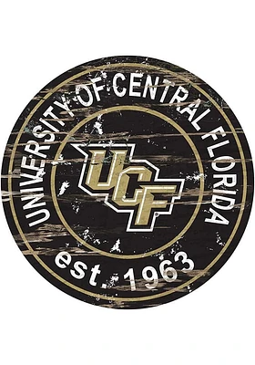 UCF Knights Distressed Round Sign - Green