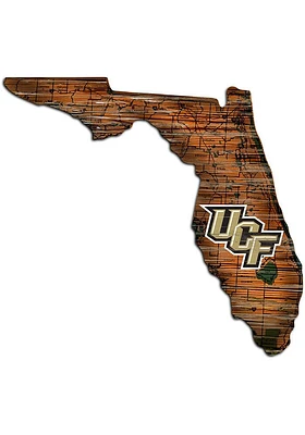 UCF Knights Distressed State with Logo Sign - Green
