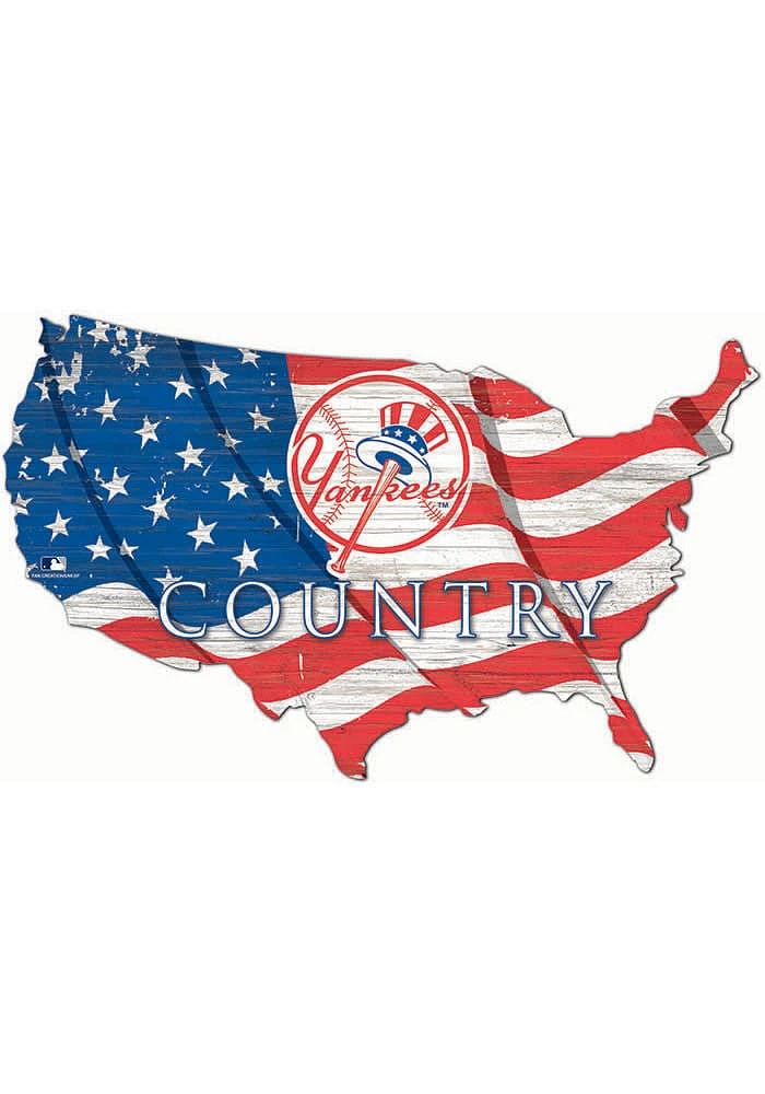 New York Yankees USA Shape Flag Cutout Sign - Blue