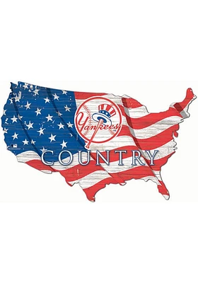 New York Yankees USA Shape Flag Cutout Sign - Blue