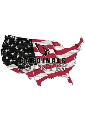 Arizona Cardinals USA Shape Flag Cutout Sign - Black