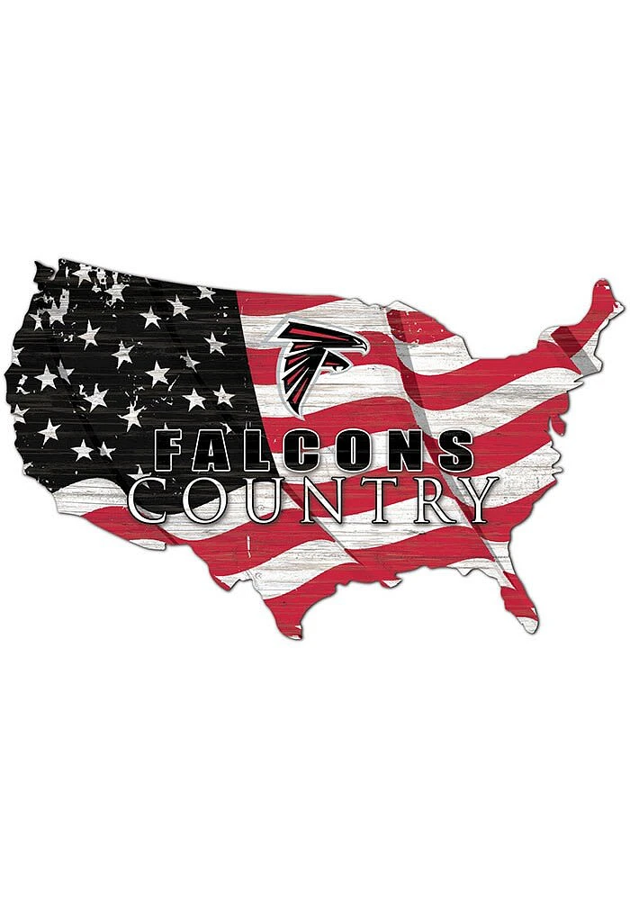 Atlanta Falcons USA Shape Flag Cutout Sign - Black