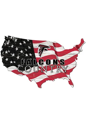 Atlanta Falcons USA Shape Flag Cutout Sign - Black