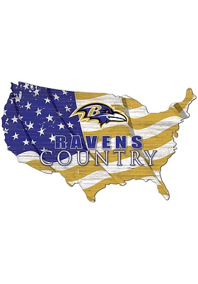 Baltimore Ravens USA Shape Flag Cutout Sign - Black