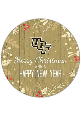UCF Knights Merry Christmas and New Year Circle Sign - Green
