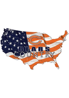 Chicago Bears USA Shape Flag Cutout Sign - Blue