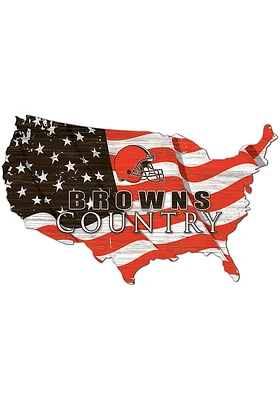Cleveland Browns USA Shape Flag Cutout Sign - Brown