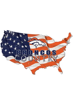 Denver Broncos USA Shape Flag Cutout Sign - Navy Blue