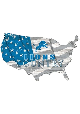 Detroit Lions USA Shape Flag Cutout Sign - Blue