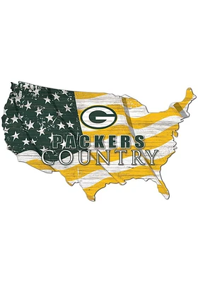 Green Bay Packers USA Shape Flag Cutout Sign - Green