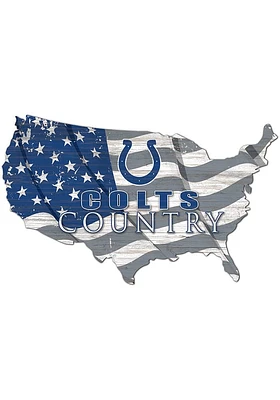 Indianapolis Colts USA Shape Flag Cutout Sign - Blue