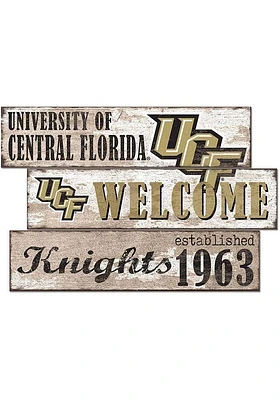 UCF Knights Welcome 3 Plank Sign - Green