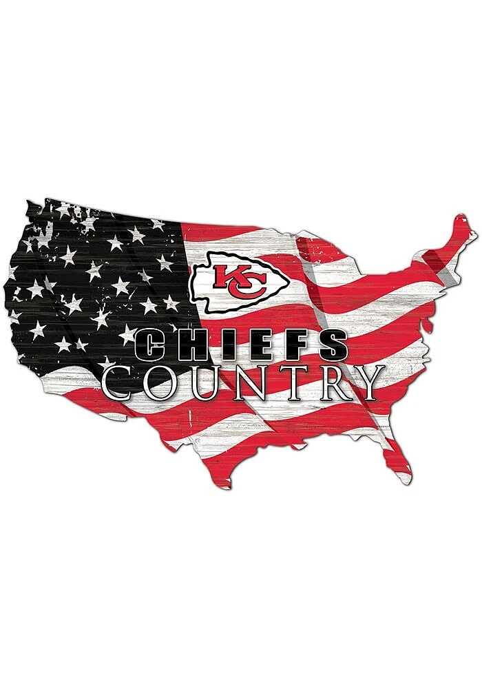 Kansas City Chiefs USA Shape Flag Cutout Sign - Red