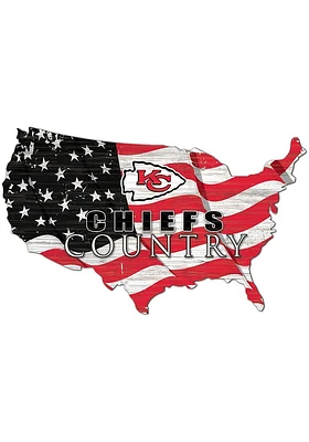 Kansas City Chiefs USA Shape Flag Cutout Sign - Red