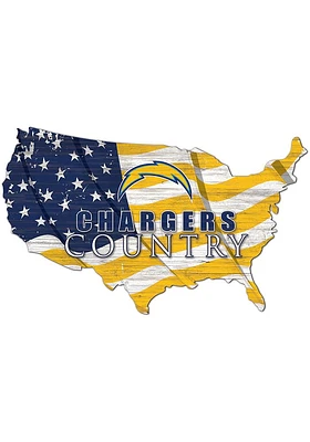 Los Angeles Chargers USA Shape Flag Cutout Sign - Navy Blue