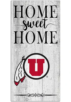 Utah Utes Home Sweet Home Whitewashed Sign - Red