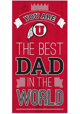 Utah Utes Best Dad in the World Sign - Red