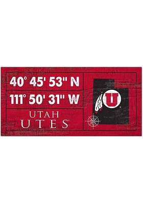 Utah Utes Horizontal Coordinate Sign - Red