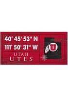Utah Utes Horizontal Coordinate Sign - Red