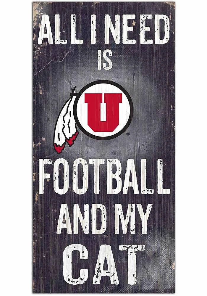 Utah Utes Football and My Cat Sign - Red