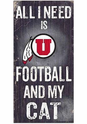 Utah Utes Football and My Cat Sign - Red