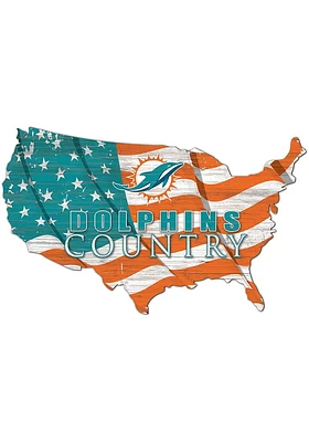 Miami Dolphins USA Shape Flag Cutout Sign - Green