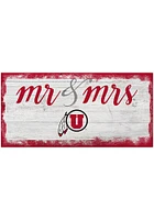 Utah Utes Script Mr and Mrs Sign - Red