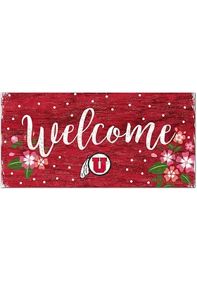 Utah Utes Welcome Floral Sign - Red