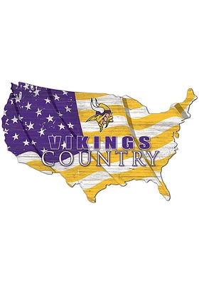 Minnesota Vikings USA Shape Flag Cutout Sign - Purple