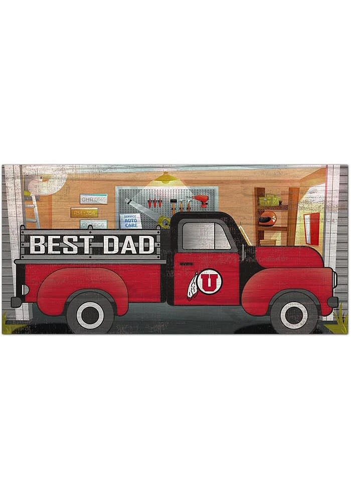 Utah Utes Best Dad Truck Sign - Red