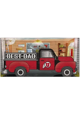 Utah Utes Best Dad Truck Sign - Red