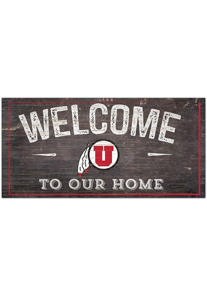 Utah Utes Welcome Distressed Sign - Red