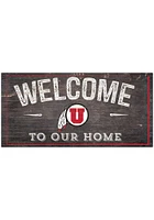 Utah Utes Welcome Distressed Sign - Red