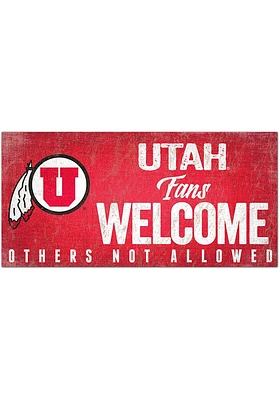 Utah Utes Fans Welcome 6x12 Sign - Red