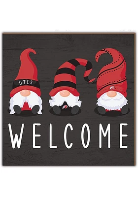 Utah Utes Welcome Gnomes Sign - Red