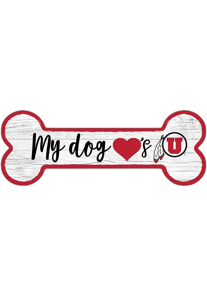 Utah Utes Dog Bone 6x12 Sign - Red
