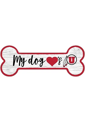 Utah Utes Dog Bone 6x12 Sign - Red
