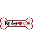 Utah Utes Dog Bone 6x12 Sign - Red