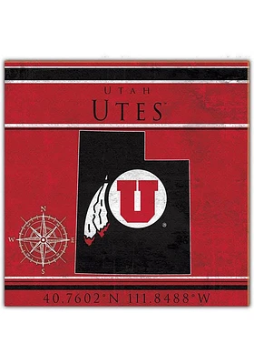 Utah Utes Coordinates Sign - Red