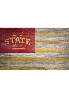 Iowa State Cyclones Distressed Flag 11x19 Sign - Red