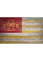 Iowa State Cyclones Distressed Flag 11x19 Sign - Red