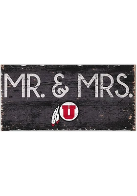 Utah Utes Mr and Mrs Sign - Red